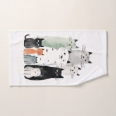 Katten en Vrienden Waterverf Gouache Illustratie Bad Handdoek (Handdoek)