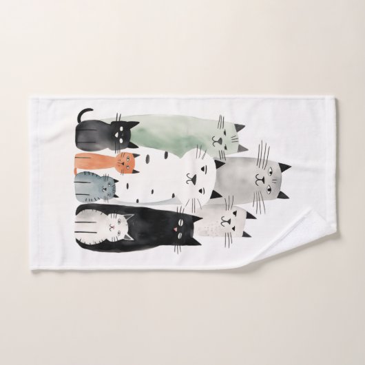 Katten en Vrienden Waterverf Gouache Illustratie Bad Handdoek (Handdoek)