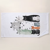 Katten en Vrienden Waterverf Gouache Illustratie Strandlaken (Voorkant)