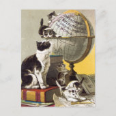 Katten en Wereldbol Briefkaart (Voorkant)