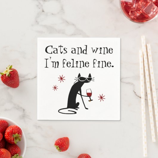 Katten en Wijn Feline Fijne Wijn Pun met Kat Servet (Insitu)