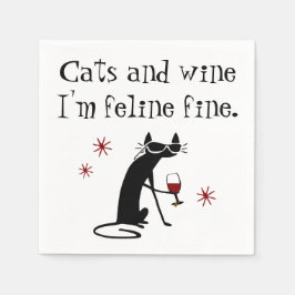 Katten en Wijn Feline Fijne Wijn Pun met Kat Servet