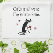 Katten en Wijn Feline Fijne Wijn Pun met Kat Theedoek (Gevouwen)