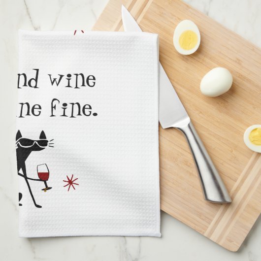 Katten en Wijn Feline Fijne Wijn Pun met Kat Theedoek (Quarter Fold)