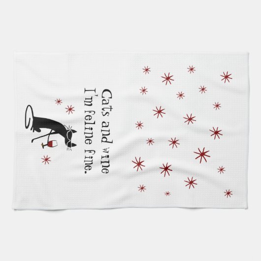 Katten en Wijn Feline Fijne Wijn Pun met Kat Theedoek (Horizontaal)