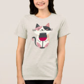 Katten en wijn | Funny Cat Lover Tri-Blend Shirt (Voorkant)
