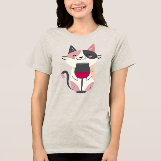 Katten en wijn | Funny Cat Lover Tri-Blend Shirt (Voorkant)