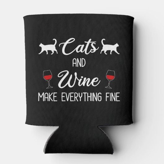 Katten en wijn maken alles goed blikjeskoeler (Achterkant)