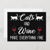 Katten en wijn maken alles goed briefkaart (Voorkant / Achterkant)