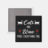 Katten en wijn maken alles goed magneet (Voorkant / Achterkant)