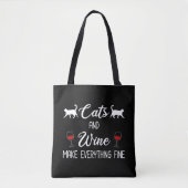 Katten en wijn maken alles goed tote bag (Voorkant)
