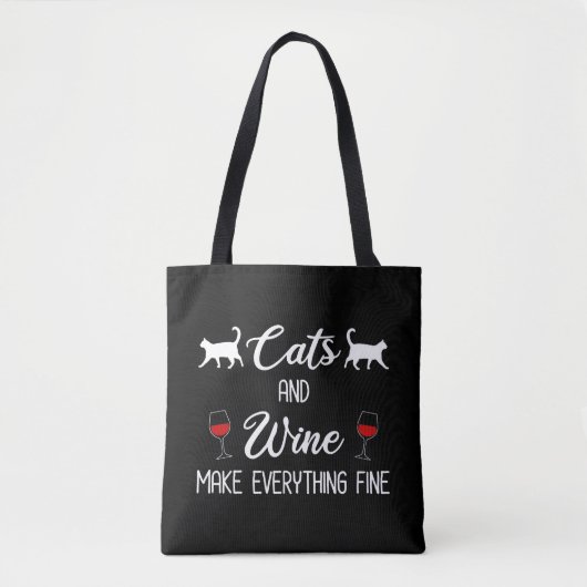 Katten en wijn maken alles goed tote bag (Voorkant)