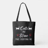 Katten en wijn maken alles goed tote bag (Achterkant)