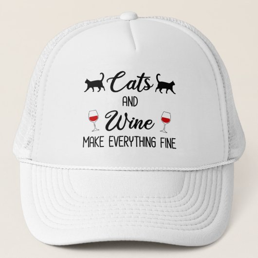 Katten en wijn maken alles goed trucker pet (Voorkant)