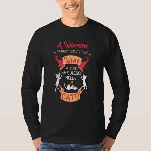 Katten en wijnkatten t-shirt (Voorkant)