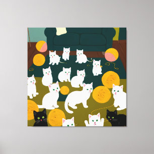 Katten en wol canvas afdruk