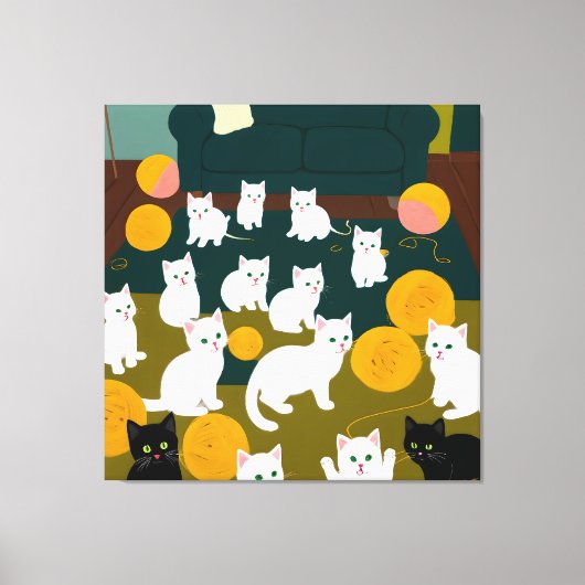 Katten en wol canvas afdruk (Voorkant)