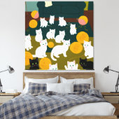 Katten en wol canvas afdruk (Insitu (Slaapkamer))