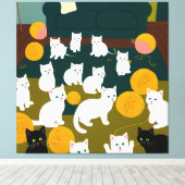 Katten en wol canvas afdruk (Insitu (Houten vloer))