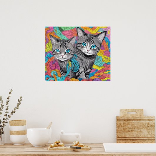 Katten en wol poster (Keuken)
