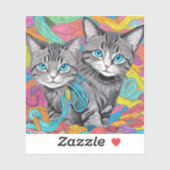 Katten en wol sticker (Vel)