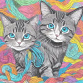 Katten en wol sticker (Voorkant)