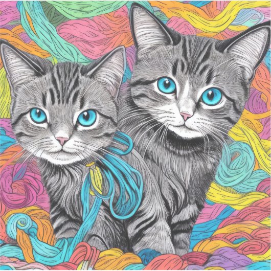 Katten en wol sticker (Voorkant)