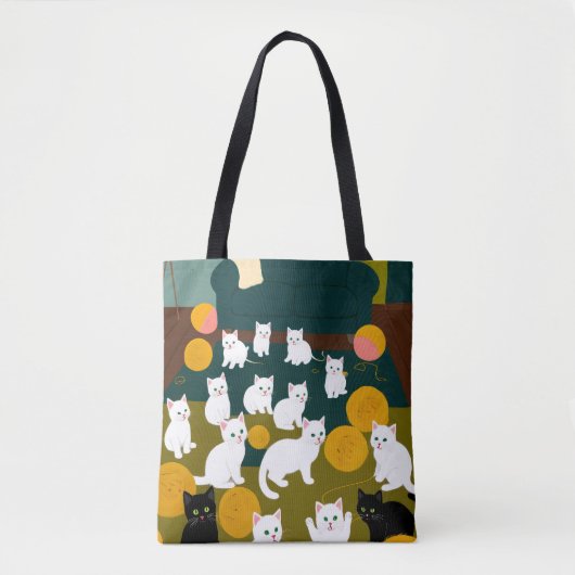 Katten en wol tote bag (Voorkant)