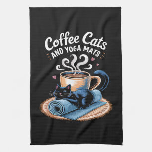 Katten en yogamatten Grappige kat yoga Theedoek