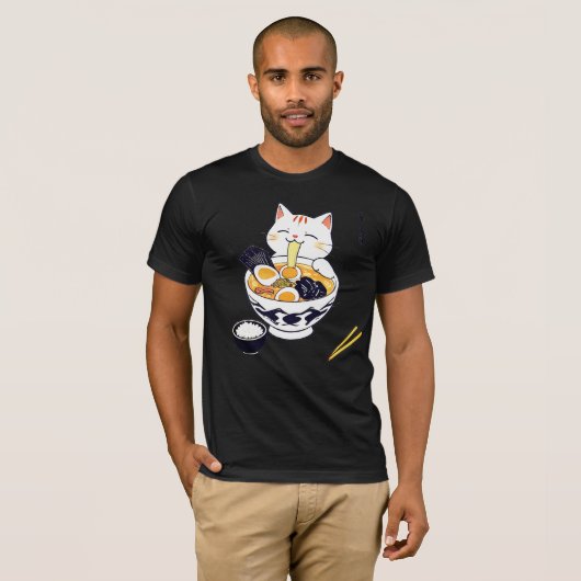 Katten eten Chinees T-shirt (Voorkant volledig)