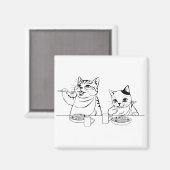 Katten eten spaghetti schattig absurd grappig Gekk Magneet (Voorkant / Achterkant)