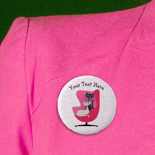 Katten  Eyes Mid Century Roze Stoel Stippen Ronde Button 5,7 Cm