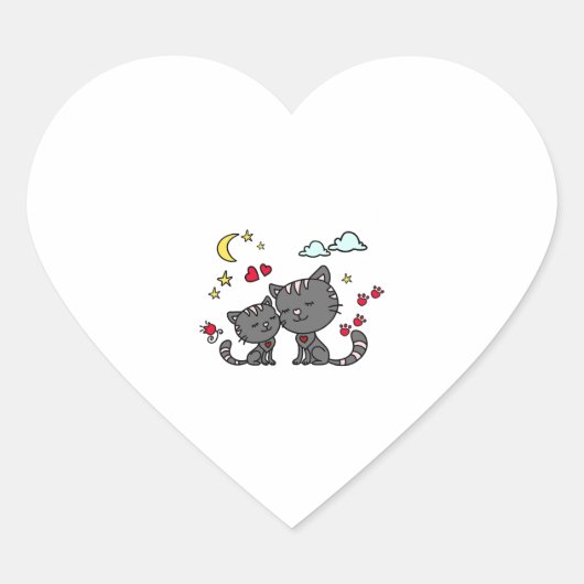 Katten familie, katten, kat, familie hart sticker (Voorkant)
