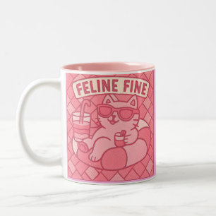 Katten fijne diamanten meid tweekleurige koffiemok