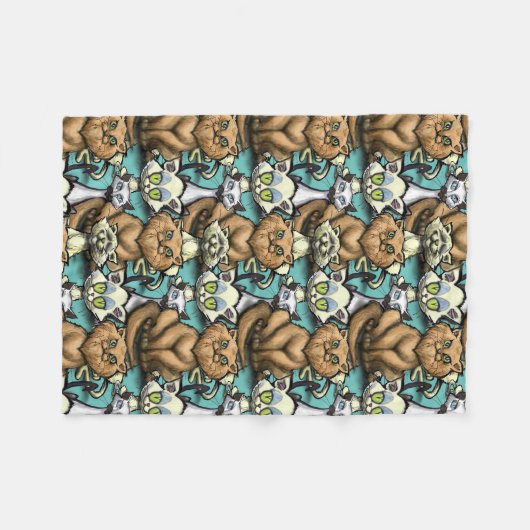 Katten Fleece Deken (Voorkant (Horizontaal))