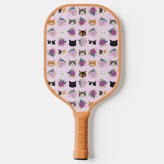 Katten Florals Paars Pickleball Paddle (Achterkant)