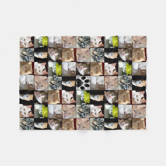 Katten Foto Collage Fleece Deken (Voorkant (Horizontaal))