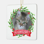Katten Foto Kerstkrans Keramisch Ornament (Links)