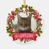 Katten Foto Kerstkrans Keramisch Ornament (Voorkant)