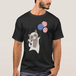 Katten Funny Cat 4 juli Amerikaanse vlag T-shirt