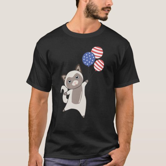 Katten Funny Cat 4 juli Amerikaanse vlag T-shirt (Voorkant)