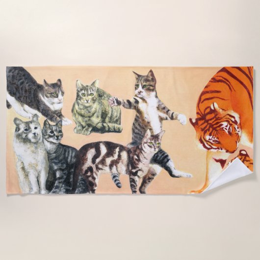 Katten gaan naar de strandhanddoek strandlaken (Voorkant)