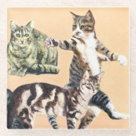 Katten gaan spelen glazen onderzetter