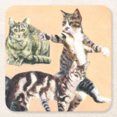 Katten gaan spelen kartonnen onderzetters (Voorkant)