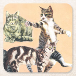 Katten gaan spelen kartonnen onderzetters