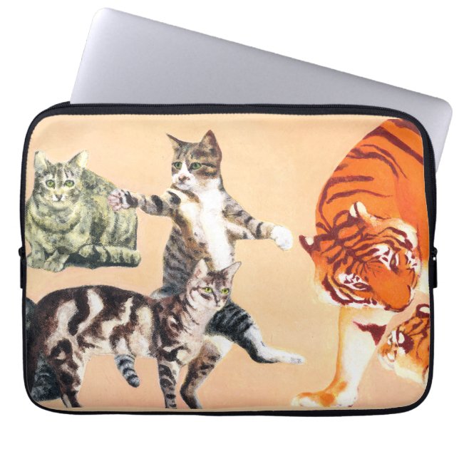 Katten gaan spelen laptop sleeve (Voorkant)