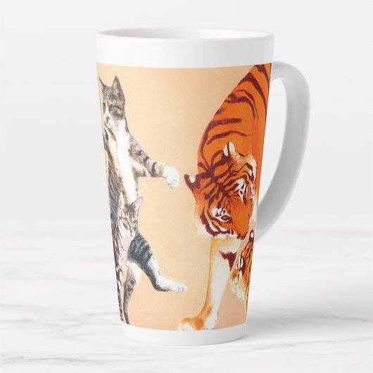 Katten gaan spelen latte mok (Rechterhoek)