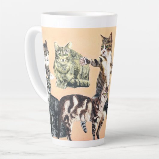 Katten gaan spelen latte mok (Linkerhoek)