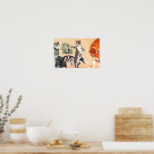 Katten gaan spelen poster (Keuken)