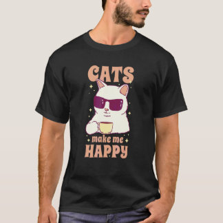 Katten Gelukkige Koffie T-shirt